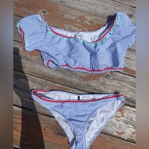 J crew blue white seersucker bikini size medium summer preppy